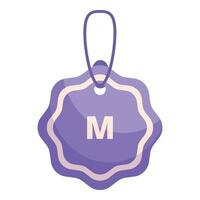 Purple medium size clothing tag hanging with string vector