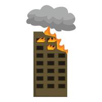 Burning office building with smoke coming out from windows vector