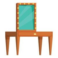 Dressing table with illuminated mirror for applying makeup vector