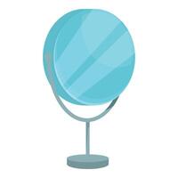 Round desktop mirror standing on table reflecting light vector