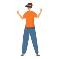Young programmer is experiencing virtual reality using a vr headset vector