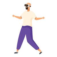 Man experiencing virtual reality using headset and controllers vector