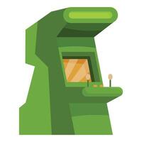 Green arcade game machine standing on white background vector