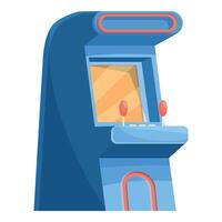 Blue arcade game machine standing on white background vector