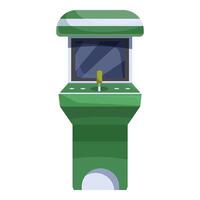 Green arcade game machine standing upright with joystick and buttons vector