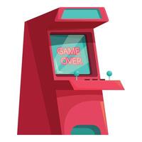 Arcade game machine displaying game over message vector