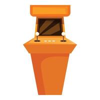 Orange arcade game machine standing upright for entertainment vector