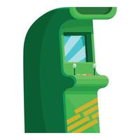 Green arcade game machine standing ready for players vector