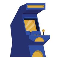 Blue arcade game machine standing with yellow buttons vector