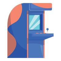 Blue arcade game machine standing with joystick and buttons vector