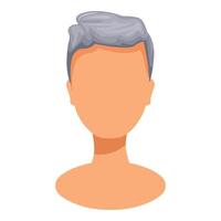 Faceless man with gray hair having blank expression on white background vector