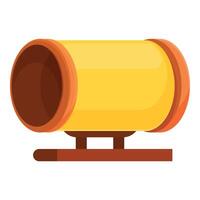 Playground tunnel slide standing on wooden platform vector
