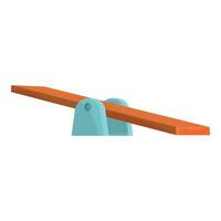 Wooden seesaw balancing on support structure for playground recreation vector