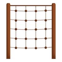 Rope climbing frame with wooden pillars standing on white background vector