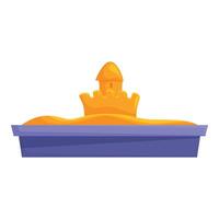 Sandbox with yellow sand and sandcastle standing on a beach vector
