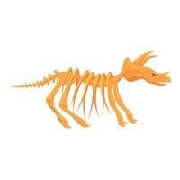 Dinosaur fossil skeleton standing in profile facing right vector