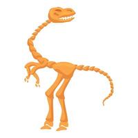 Dinosaur skeleton standing on two legs with long neck and tail vector