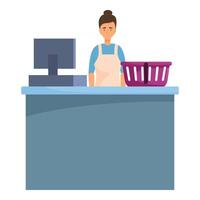 Dry cleaning service worker standing at the counter vector