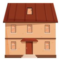 Two storey house with brown roof having dormer window is standing on white background vector