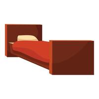 Wooden single bed with red blanket and pillow for resting vector