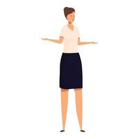 Smiling businesswoman showing something with open hands on white background vector