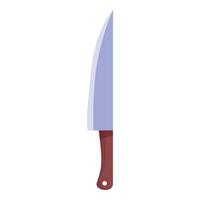 Large sharp kitchen knife pointing up with brown handle vector