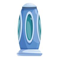 Futuristic blue spaceship standing on launchpad vector
