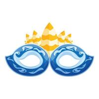 Blue carnival mask with yellow feathers is smiling to you vector