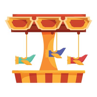 Colorful plane carousel spinning at the amusement park