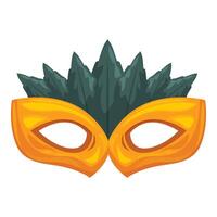 Yellow carnival mask with feathers is preparing for party vector