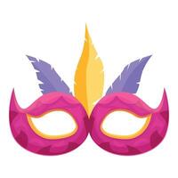 Pink carnival mask with feathers is smiling at the party vector