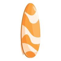 Orange surfboard standing upright with white wavy design vector