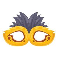 Yellow carnival mask with feathers is smiling on white background vector