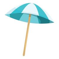Blue and white striped beach umbrella providing shade vector