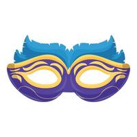 Blue and purple carnival mask with feathers is smiling vector