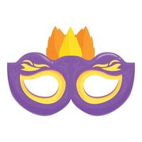 Purple carnival mask with feathers is smiling and having fun vector