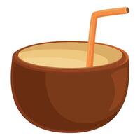 Coconut cocktail standing on white background with straw vector