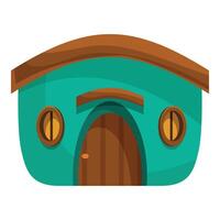 Small fantasy house with round door and windows standing on white background vector