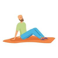 Young man relaxing sitting on carpet enjoying free time vector