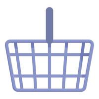Empty shopping basket standing up with handle up icon cartoon style vector