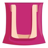 Pink tote bag standing up with handles folded in vector
