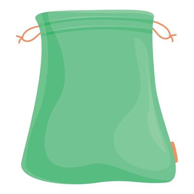 Green cloth bag for food storage with tied ropes