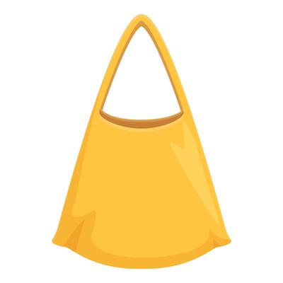 Yellow fabric bag hanging with wide open space for branding