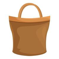 Brown empty tote bag with handles standing upright vector