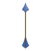 Ancient arrow pointing up with blue metal tip and tail vector