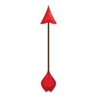 Red wooden arrow pointing up with red feathers vector