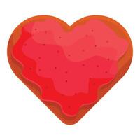 Heart shaped cookie covered with strawberry jam for valentine's day vector