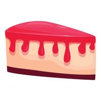 Delicious slice of cake with dripping icing on white background vector