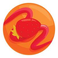 Delicious strawberry lying on round gradient background with sweet syrup vector