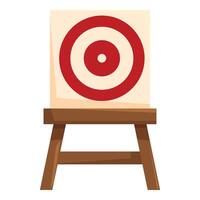 Red and white target standing on wooden stool for shooting practice vector